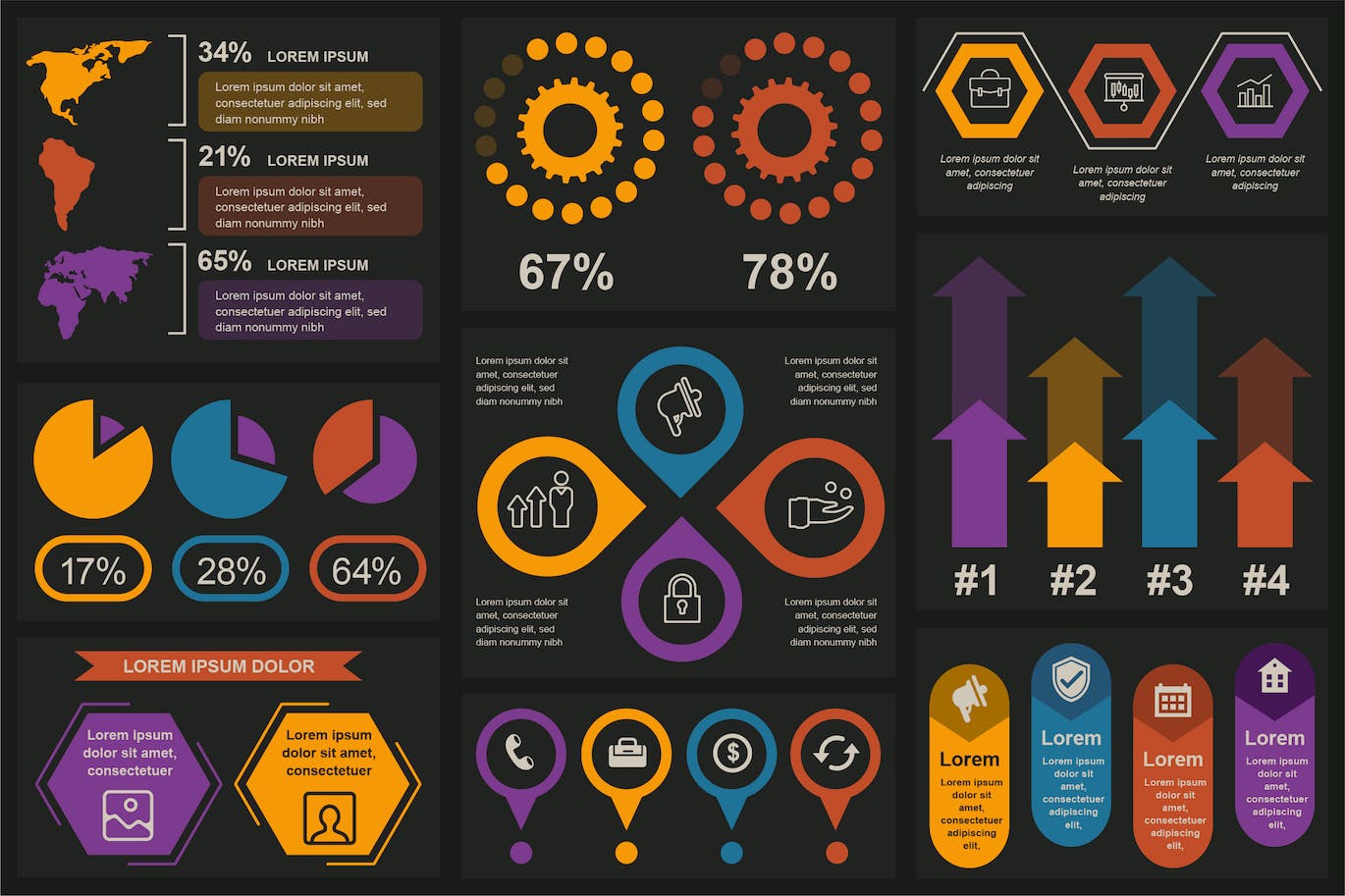 步骤选项信息数据图表设计矢量模板 Modern Infographics Template 幻灯图表 第1张