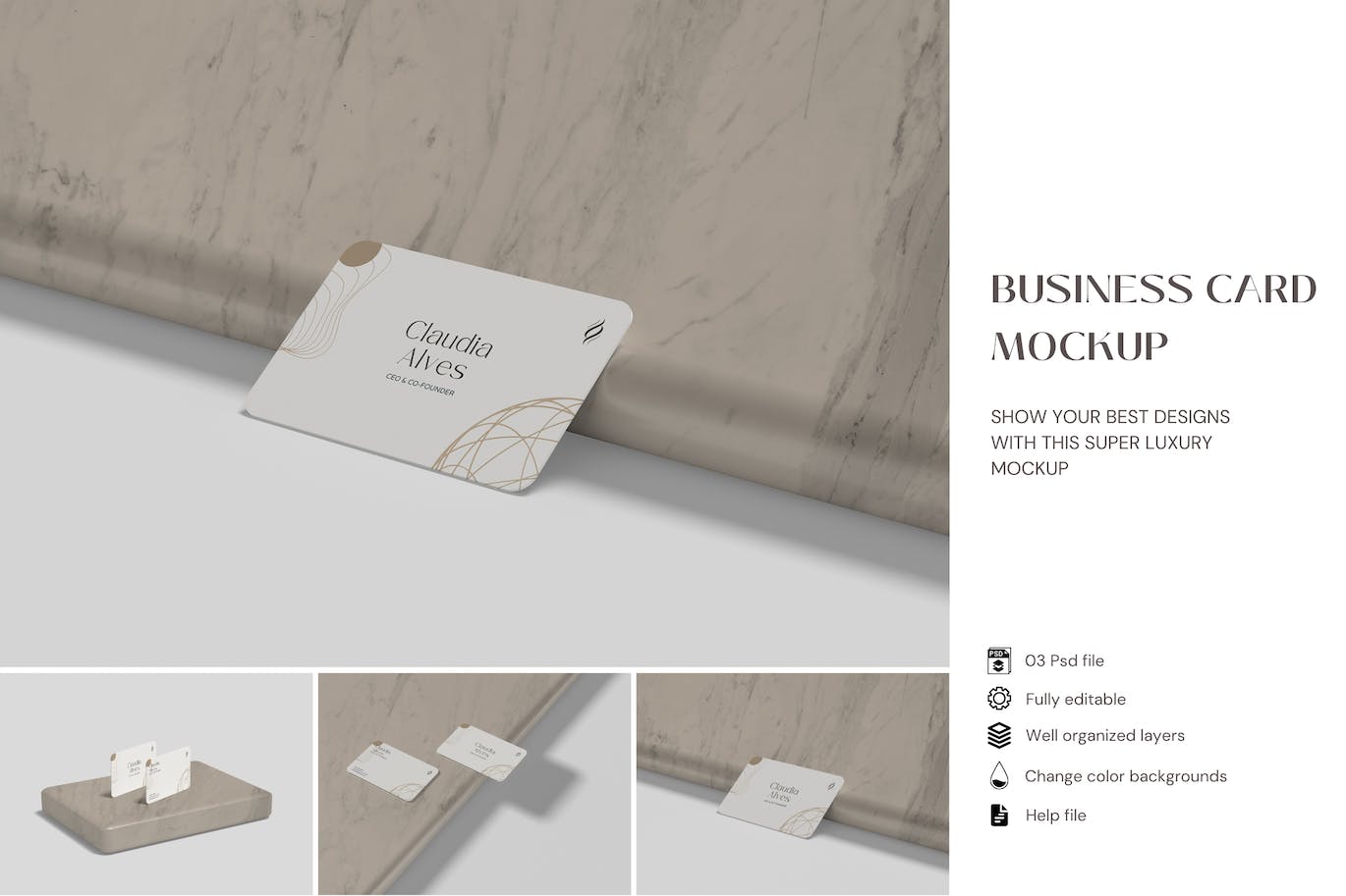 圆角名片设计展示样机图 Business Card Mockup 样机素材 第1张