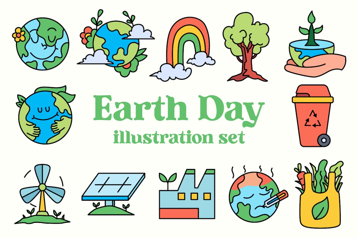 地球日矢量插画集 Earth Day Illustration Set 设计素材 第1张