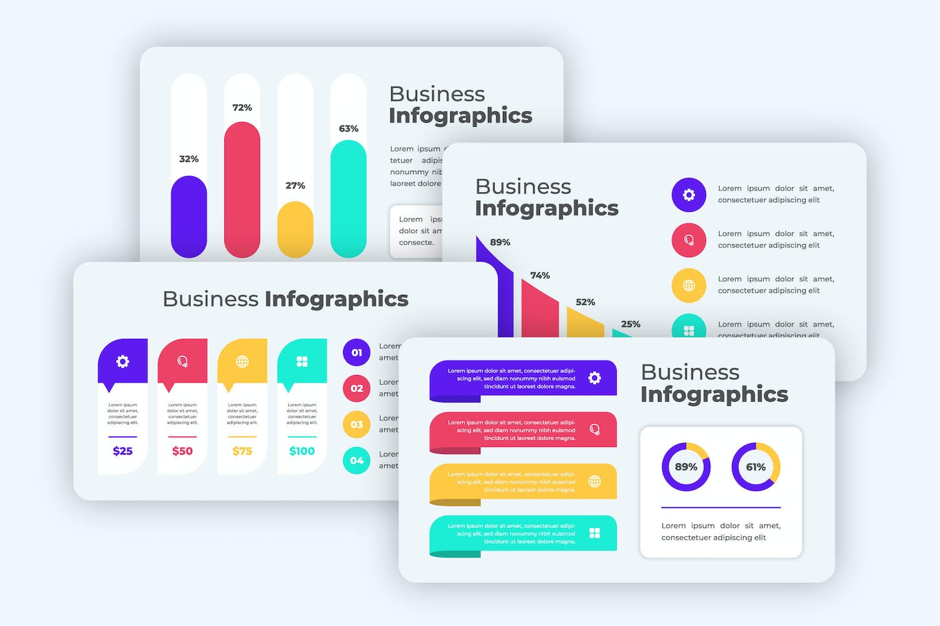 项目进展信息图表模板 Progress Infographics Template 幻灯图表 第1张