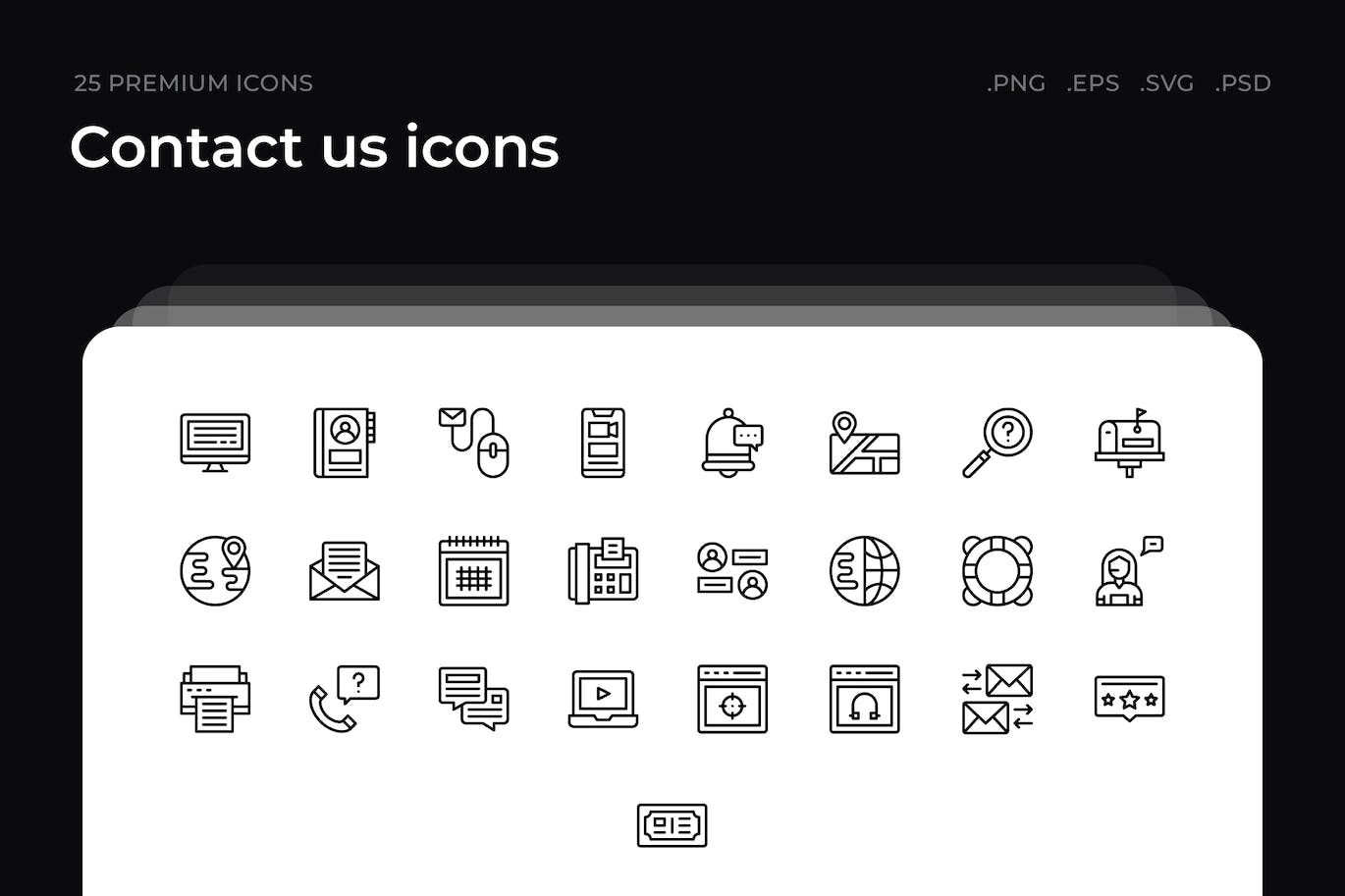 25枚联系我们主题简约线条矢量图标 Contact us icons 图标素材 第1张