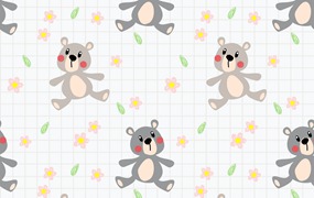 可爱的熊娃娃无缝图案 Cute Bear Doll Seamless Pattern