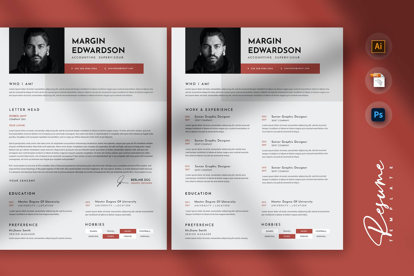 专业的创意简历和CV模板 Pro Creative Resume & CV Template 幻灯图表 第1张