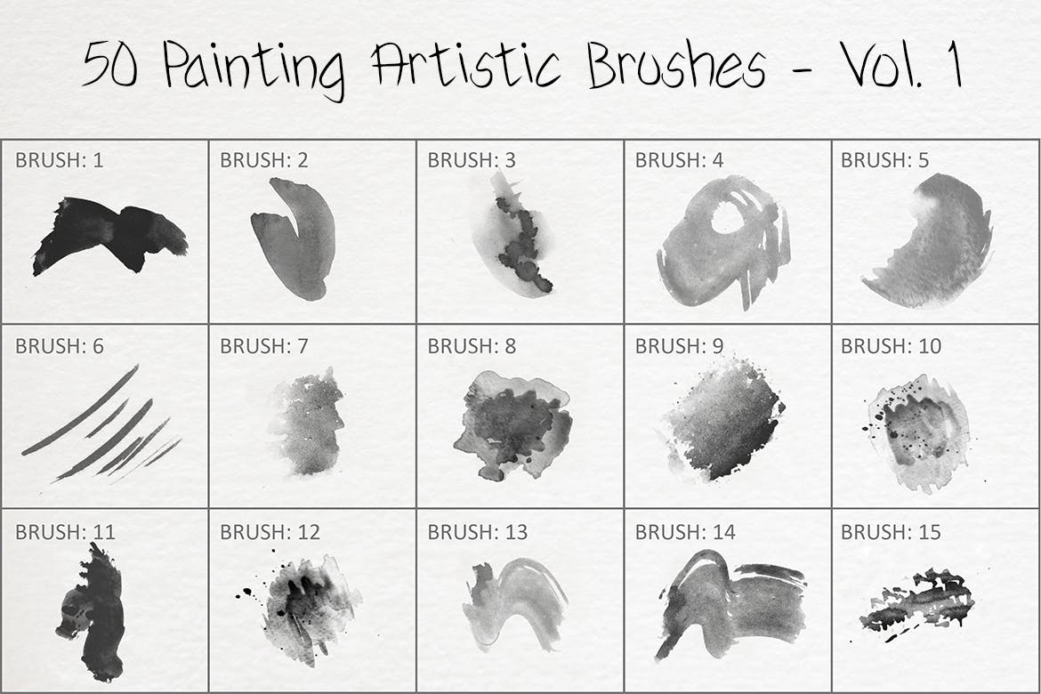 50个水彩艺术绘画笔刷素材v1 50 Painting Artistic Brushes – Vol. 1 笔刷资源 第3张