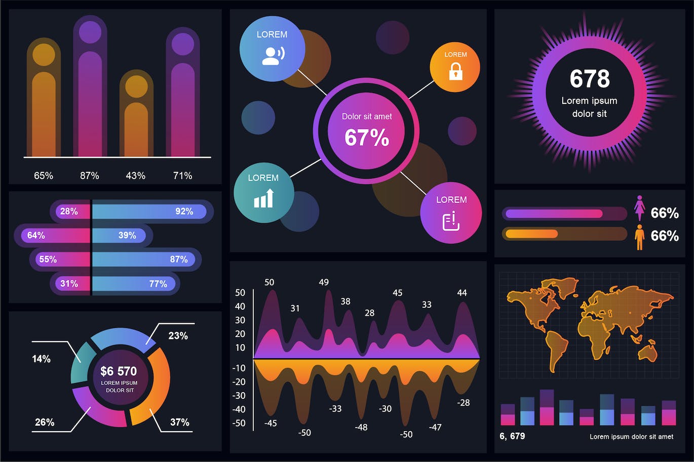 占比比例信息数据图表设计矢量模板 Infographics Design Template 幻灯图表 第1张