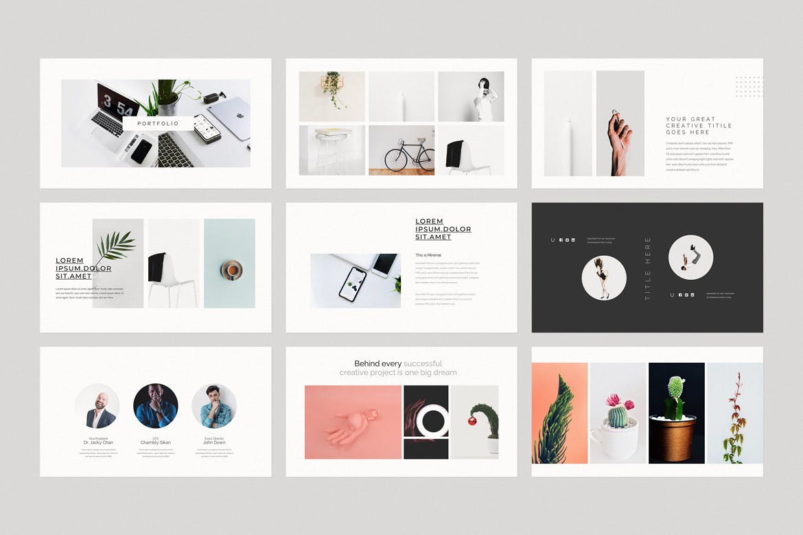 极简作品集谷歌幻灯片演示文稿模板 Minimal Portfolio Google Slides Template 幻灯图表 第5张