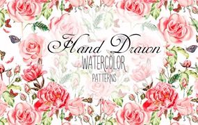 手绘设计水彩花朵图案素材 Hand Drawn Watercolor PATTERNS