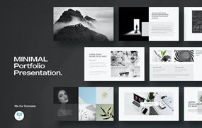 极简作品集Keynote幻灯片演示模板 Minimal Portfolio Keynote Template