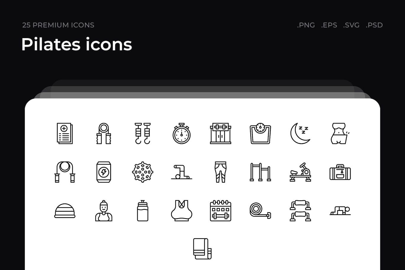 25枚普拉提主题简约线条矢量图标 Pilates icons 图标素材 第1张