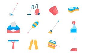 清洁服务工具对象矢量插画集 Cleaning Service Tools Isolated Object Set