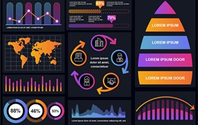 彩色多用途信息数据图表设计矢量模板 Set of Infographics