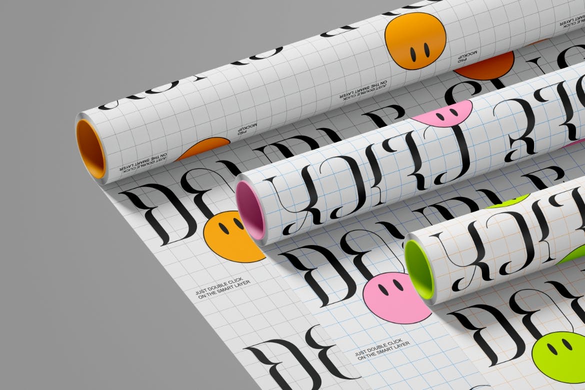 卷轴包装纸设计样机图psd模板 Wrapping Paper Mockup 样机素材 第5张