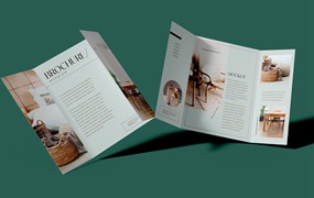 折页时尚杂志宣传册设计样机psd模板v8 Brochure Mockup