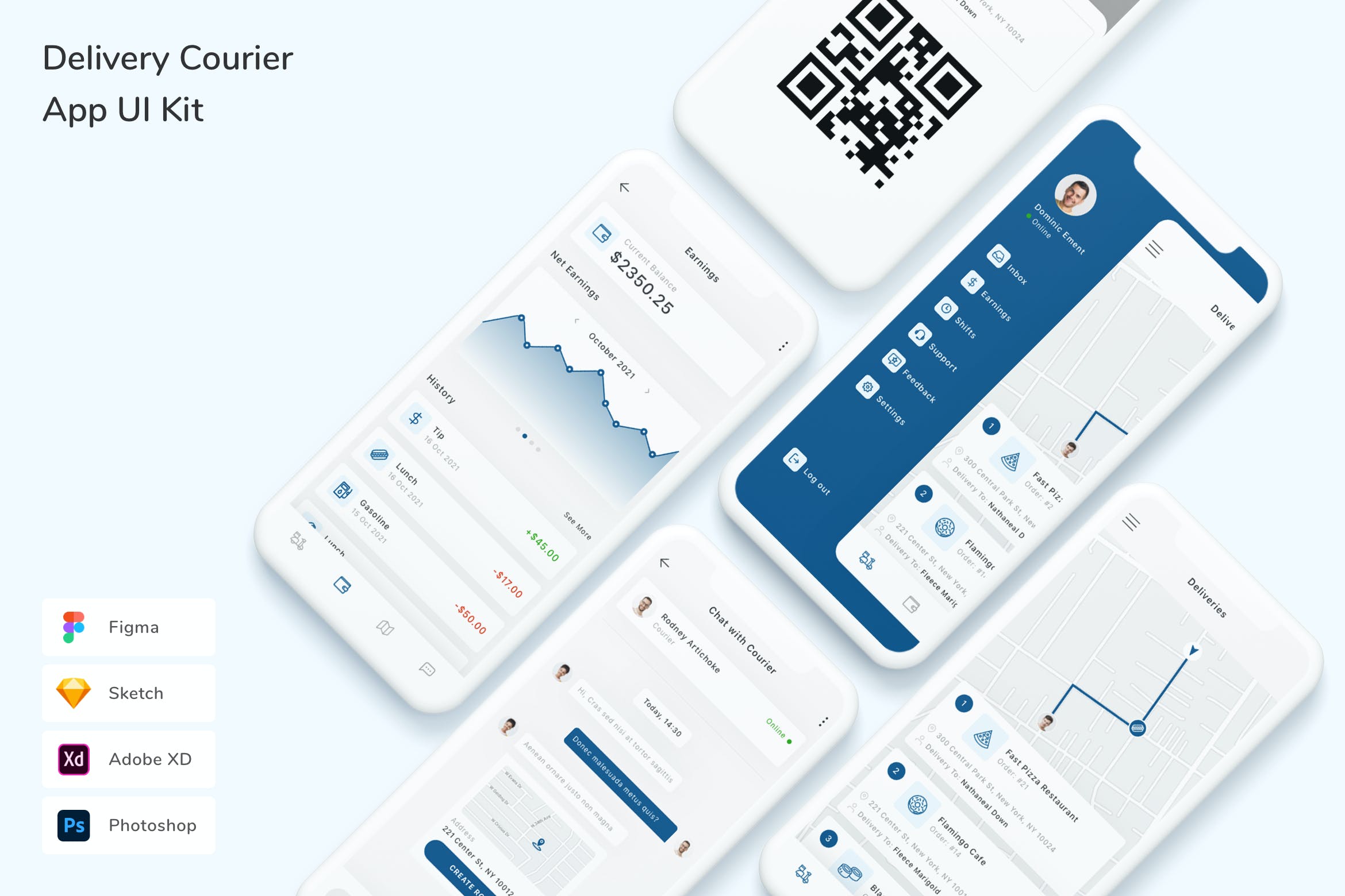 快递送货移动应用UI设计套件 Delivery Courier App UI Kit APP UI 第1张