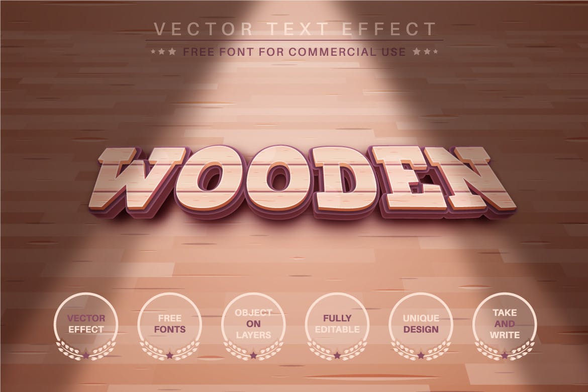 木材纹理字体样式矢量文本效果 Texture Wood – Editable Text Effect, Font Style 插件预设 第1张