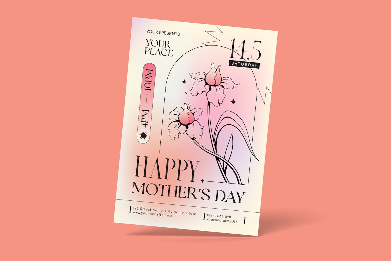 母亲节花朵海报设计模板 Mother’s Day Flyer 设计素材 第1张