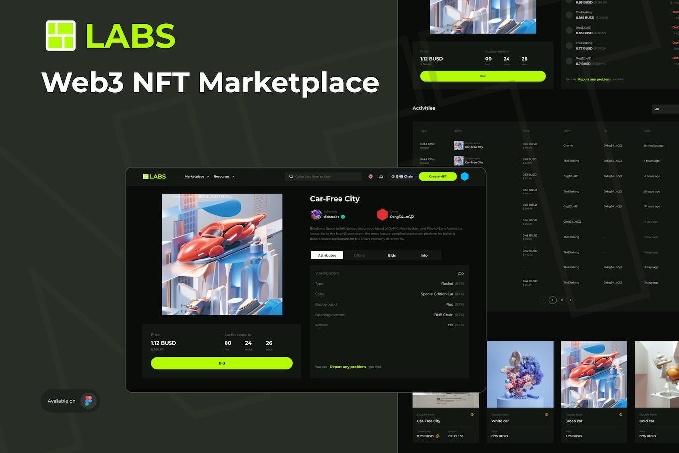 NFT市场网站样式Web3 UI套件 Bid NFT Web3 Marketplace APP UI 第1张