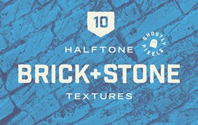 半色调砖墙&石墙纹理 Halftone Brick & Stone Wall Textures