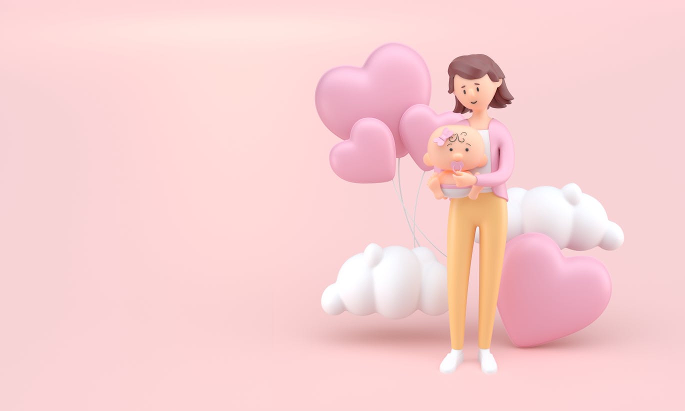 爱心母婴3D插画psd素材 Pack Mother and Baby 设计素材 第2张