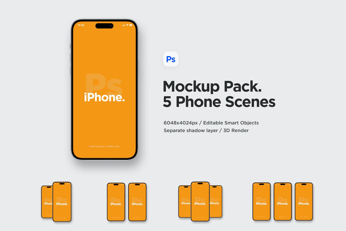 iPhone 14 Pro前视图手机样机包 Phone 14 Front View Mockup Pack 样机素材 第1张