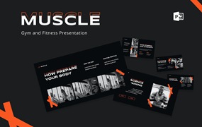 健身房和健身PowerPoint演示文稿模板 Muscle – Gym and Fitness Presentation PowerPoint