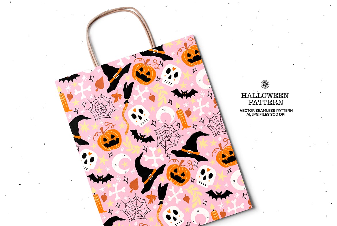 万圣节元素矢量图案 Halloween Vector Pattern 图片素材 第5张