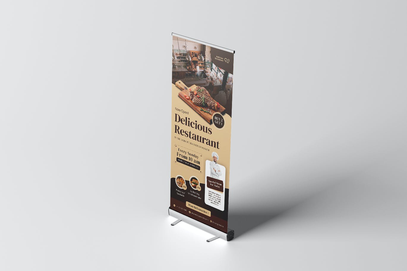 美味餐厅易拉宝模板 Delicious Resto Roll Up Banner 样机素材 第4张