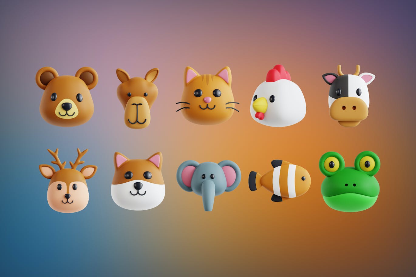 3D动物头像图标集v1 Animals V.1 3D Icon Set 图标素材 第6张