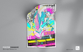 残缺损坏海报展示样机图 Poster Damage Mockup