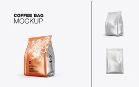 金属纸咖啡袋包装样机图 Pack Metallic Paper Coffee Bag Mockup