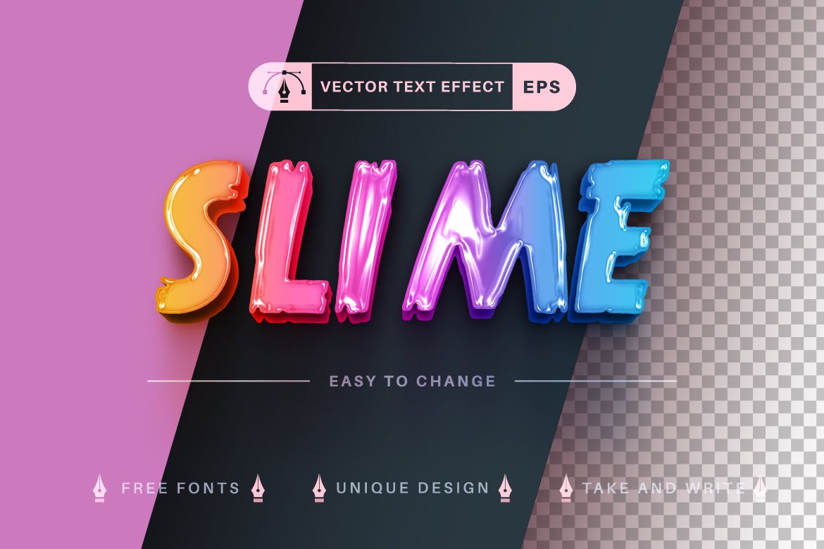 彩色液体矢量文字效果字体样式 Unicorn Slime – Editable Text Effect, Font Style 插件预设 第4张