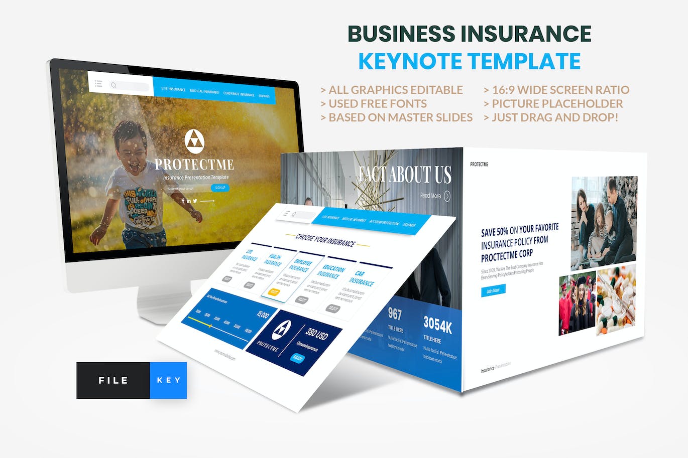 保险业务顾问Keynote幻灯片创意模板 Insurance – Business Consultant Keynote Template 幻灯图表 第1张