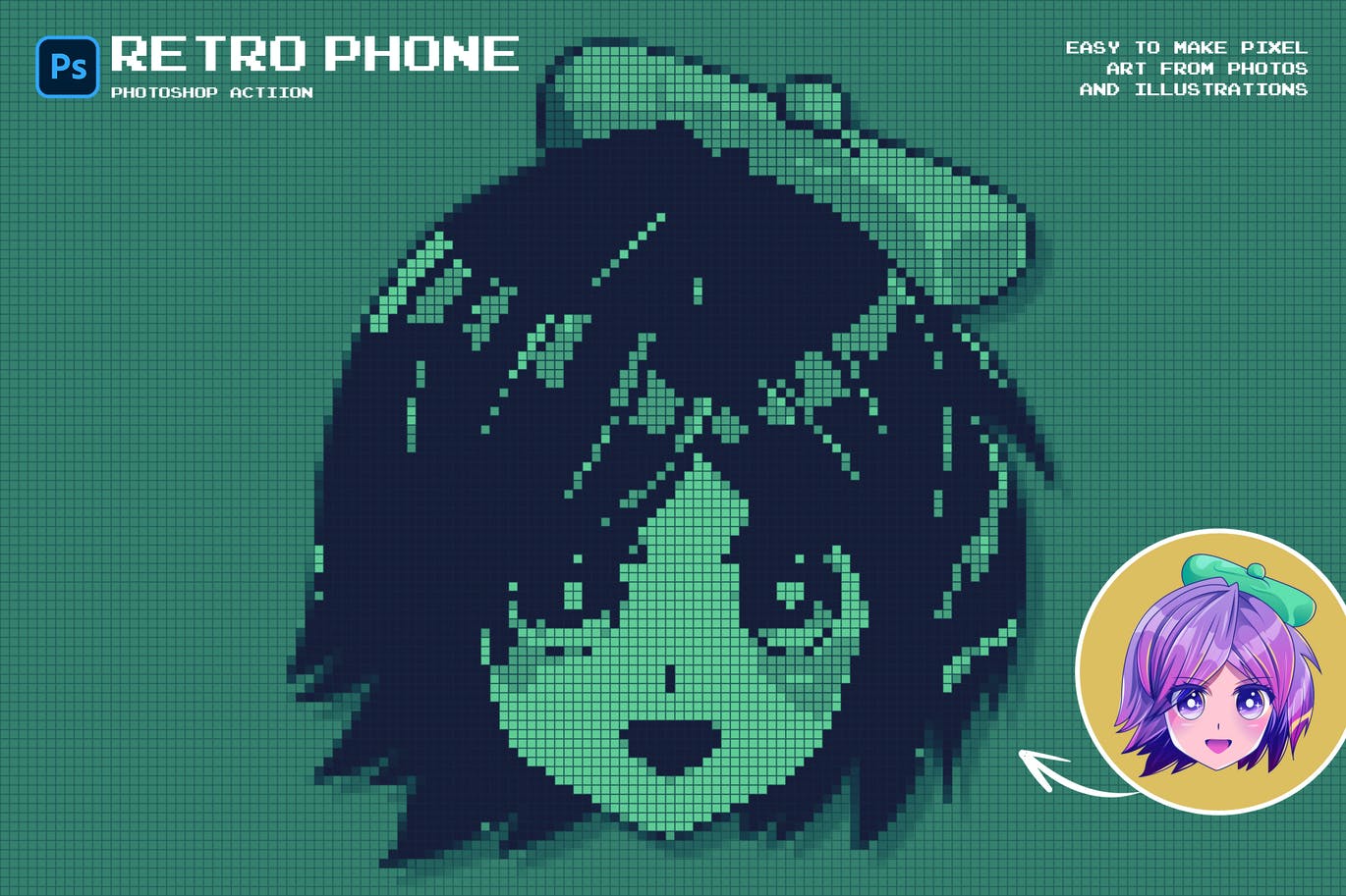 复古像素效果照片处理PS动作 Retro Phone Photoshop Action 插件预设 第7张