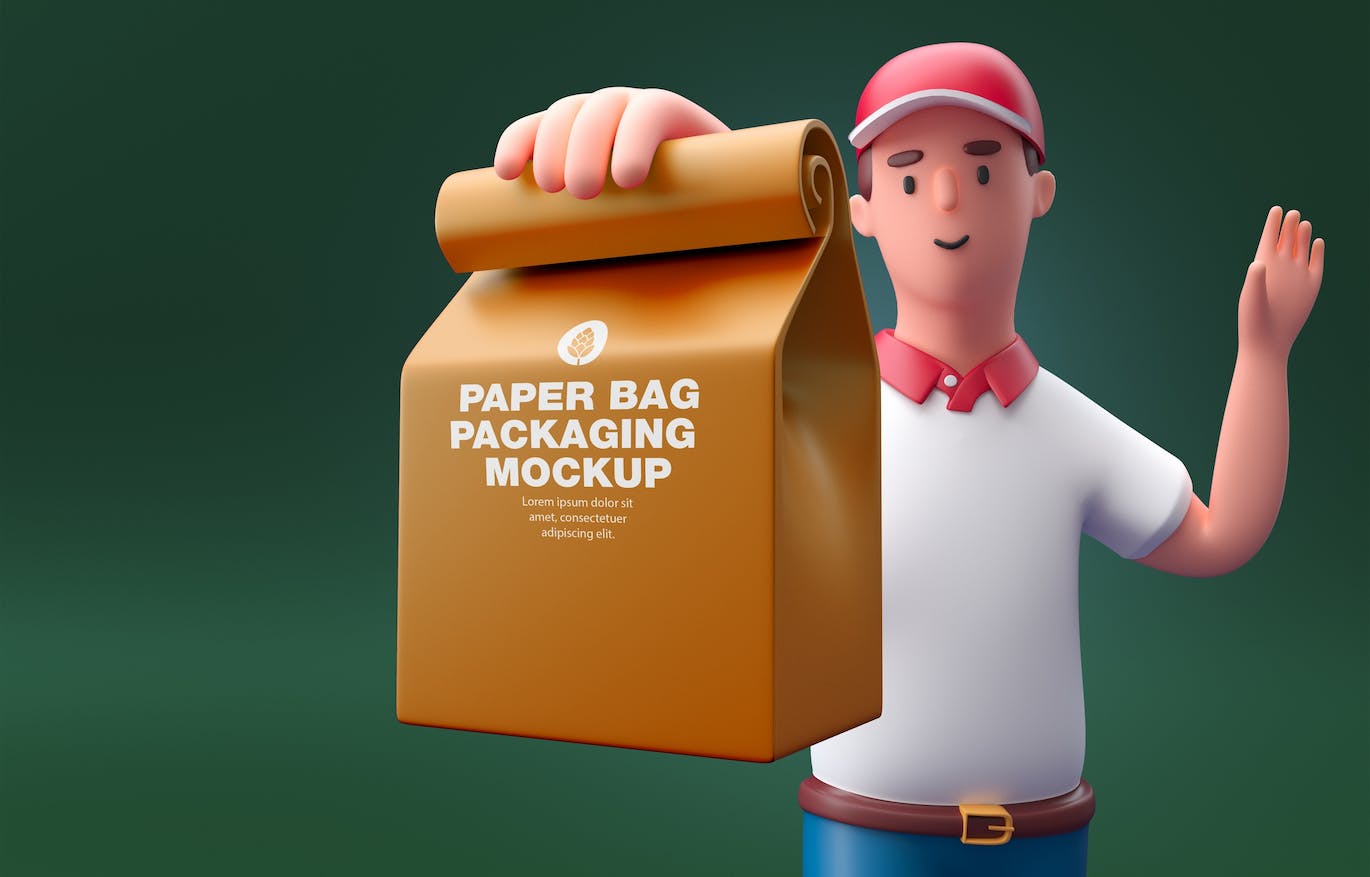 食品交付配送外卖品牌样机图psd素材 Set Fast Delivery Food Concept Mockup 样机素材 第5张