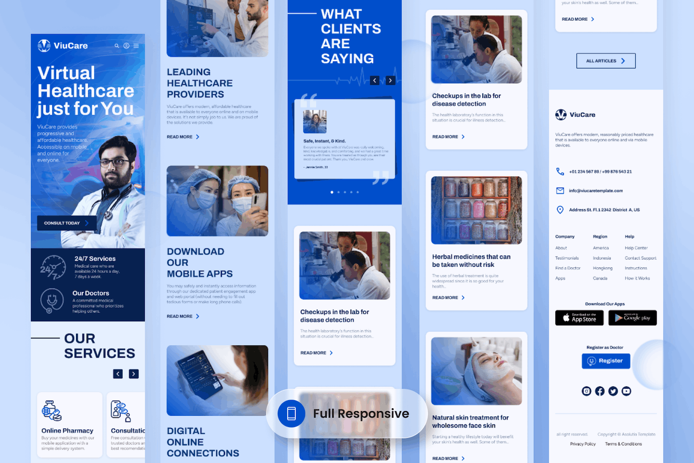 医疗网站着陆页设计模板 ViuCare – Medical Landing Page Template APP UI 第5张