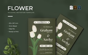 鲜花婚礼邀请函设计模板 Flower – Wedding Invitation