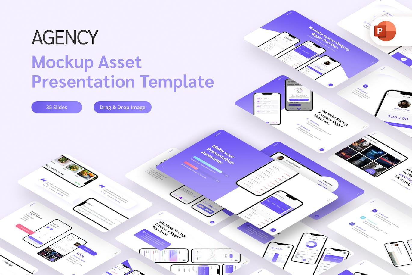 手机设备样机PowerPoint演示模板 Agency Mockup Asset PowerPoint Template 幻灯图表 第1张