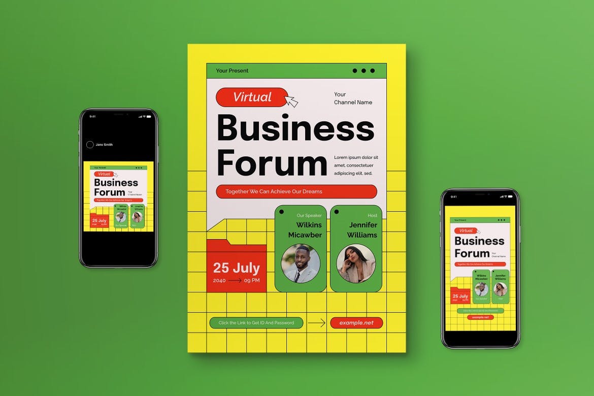 黄色现代商业海报设计模板 Yellow Modern Business Flyer Set 设计素材 第1张