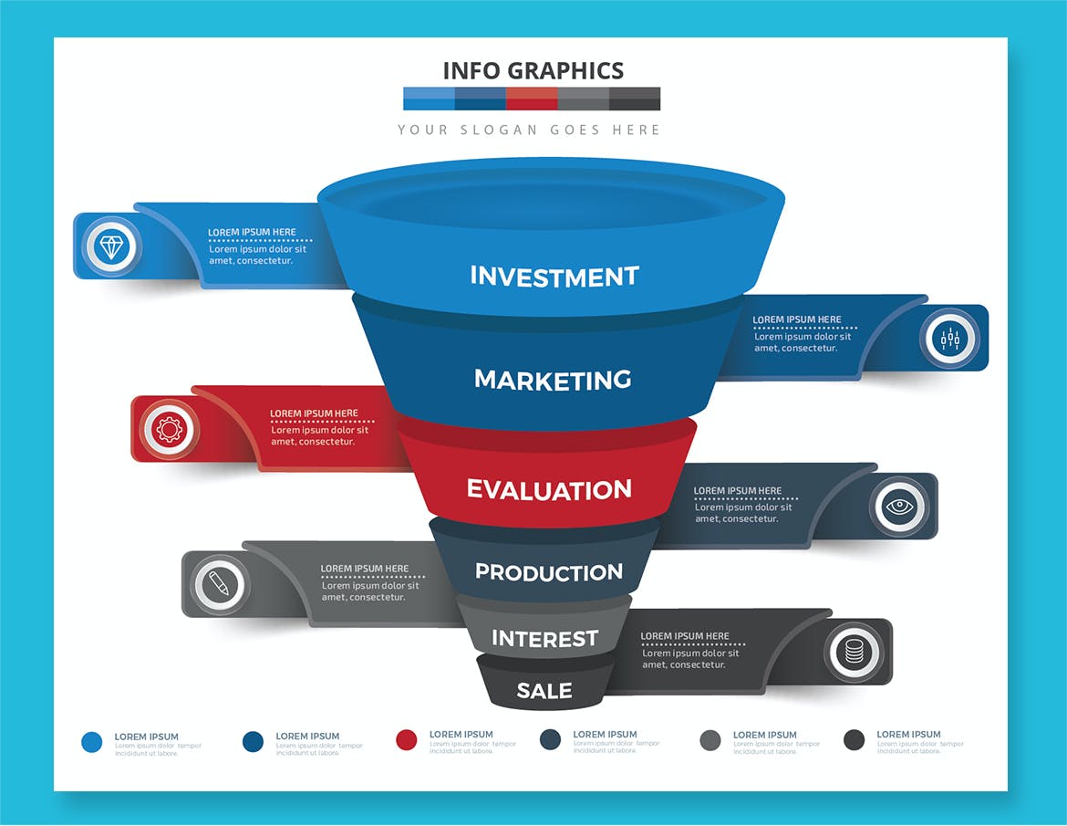 分层漏斗图信息图表模板 Funnel Infographics Design 幻灯图表 第2张