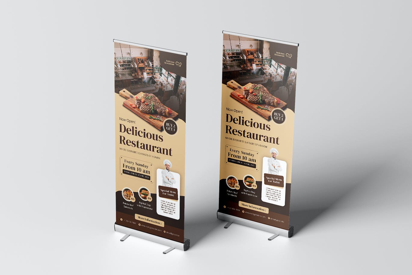 美味餐厅易拉宝模板 Delicious Resto Roll Up Banner 样机素材 第3张