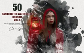 50个手工制作的绘画水彩ps笔刷v6 50 Handcrafted Watercolor Brushes – Vol. 6