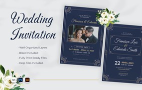 豪华婚礼请柬设计模板 Luxury Wedding Invitation