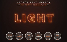 闪电光矢量文字效果字体样式 Lightning – Editable Text Effect, Font Style