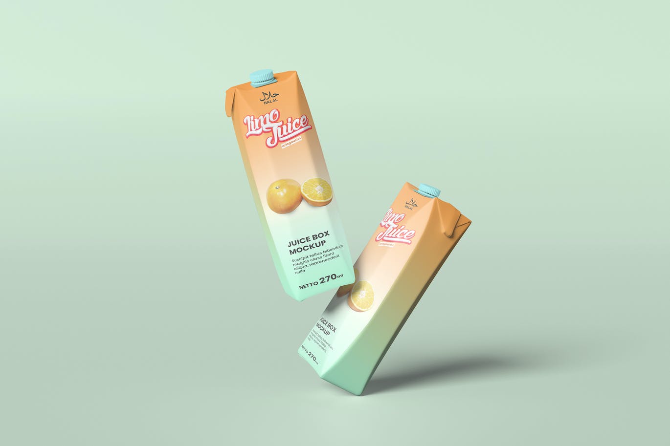 漂浮的果汁盒样机图psd模板 Floating Juice Box Mockup 样机素材 第1张