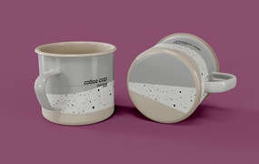 搪瓷马克杯设计样机图psd模板 Mugs Mockup