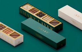 长矩形巧克力礼品盒子样机图psd模板 Chocolate Box Mockup