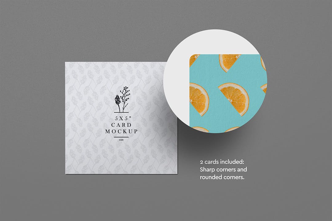 5 x 5″尖锐&圆角卡片样机psd模板 5 x 5″ Card Mockup Sharp Rounded Corners 样机素材 第2张