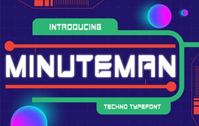 未来主题科技无衬线字体素材 Minuteman – Futuristic Techno Font