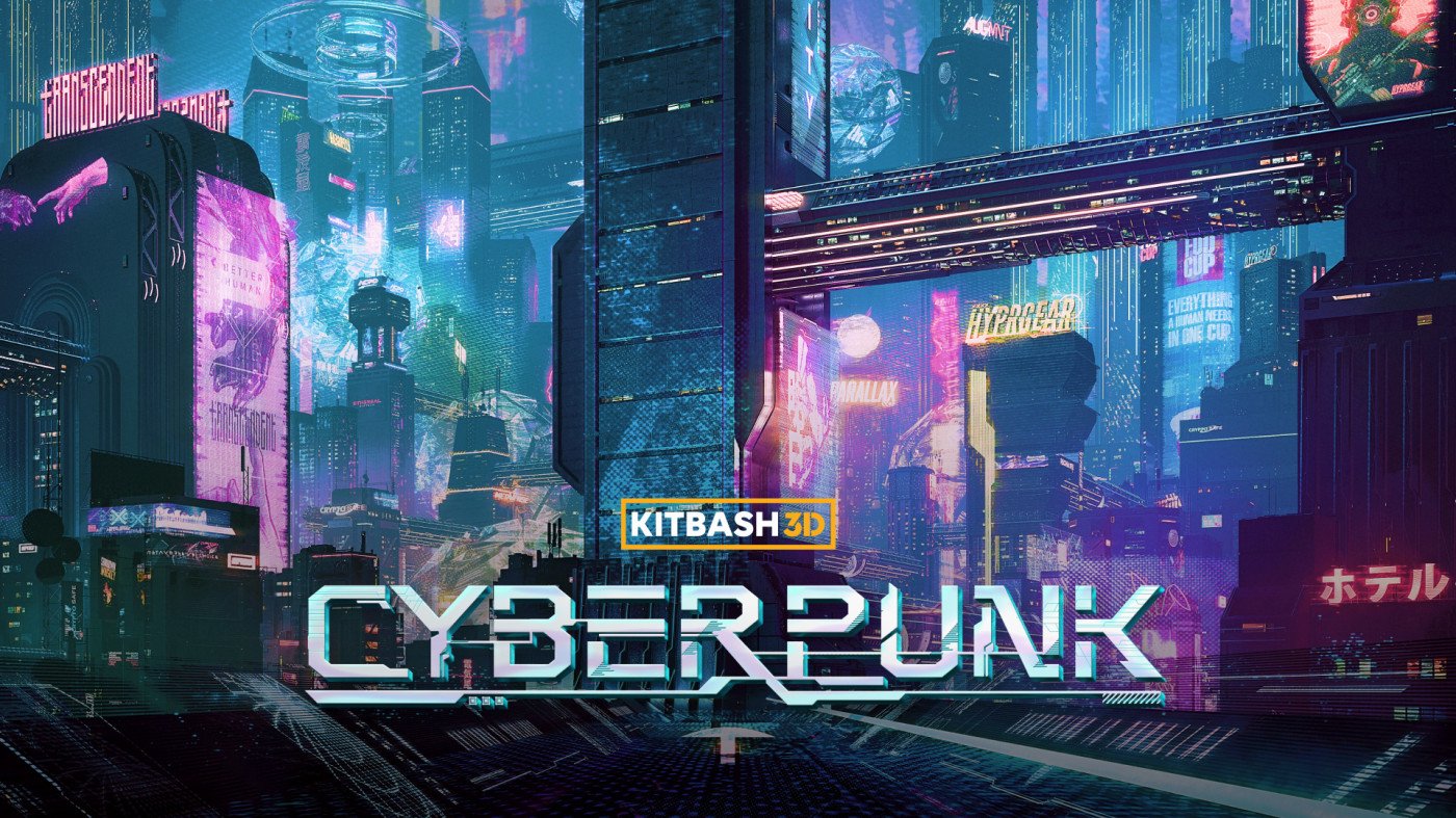 Kitbash3d 彩虹全息赛博朋克工业风未来主义科幻城市金属3D模型包 Cyberpunk 2022 视频素材 第1张