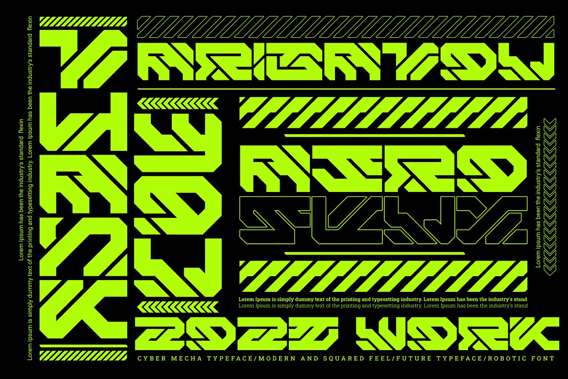 未来工业机械赛博科幻机甲海报标题LOGO设计英文字体安装包 Aero Flux | Modern Cyber Mecha Font 设计素材 第7张